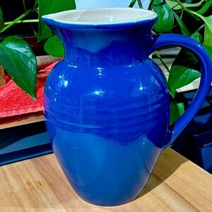 LeCreuset Blue 9” stoneware pitcher